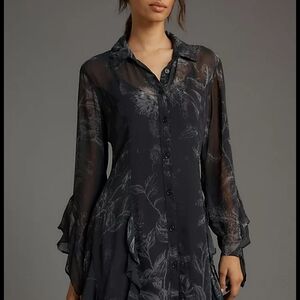 Anthropologie Black Long Sleeve Dress With Extra Slip - XL